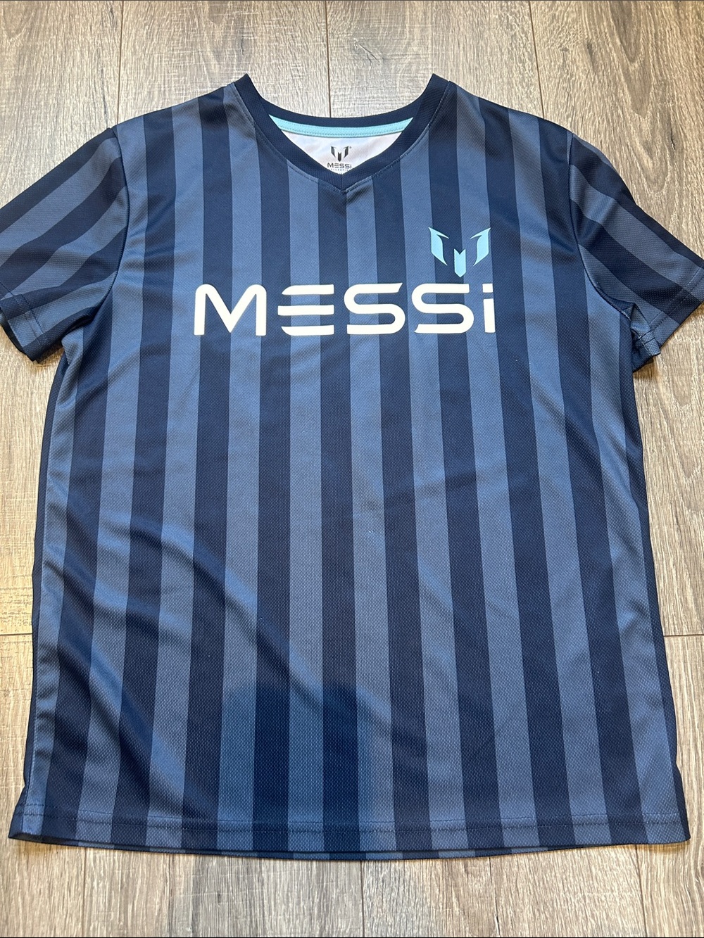 Boys Messi Stripped V-Neck T-Shirt